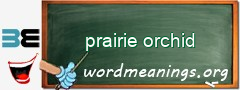 WordMeaning blackboard for prairie orchid